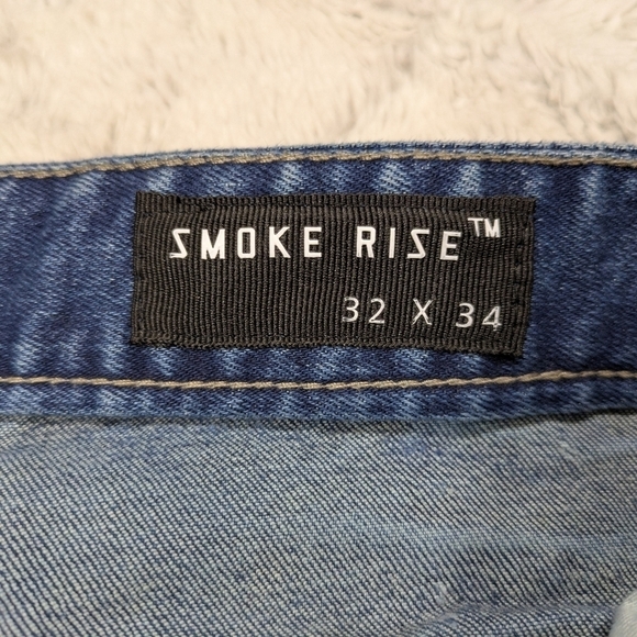 Smoke Rise Jeans Men's 32x34 Blue Distressed Moto Slim Fit Cotton StreetWear - Picture 6 of 10